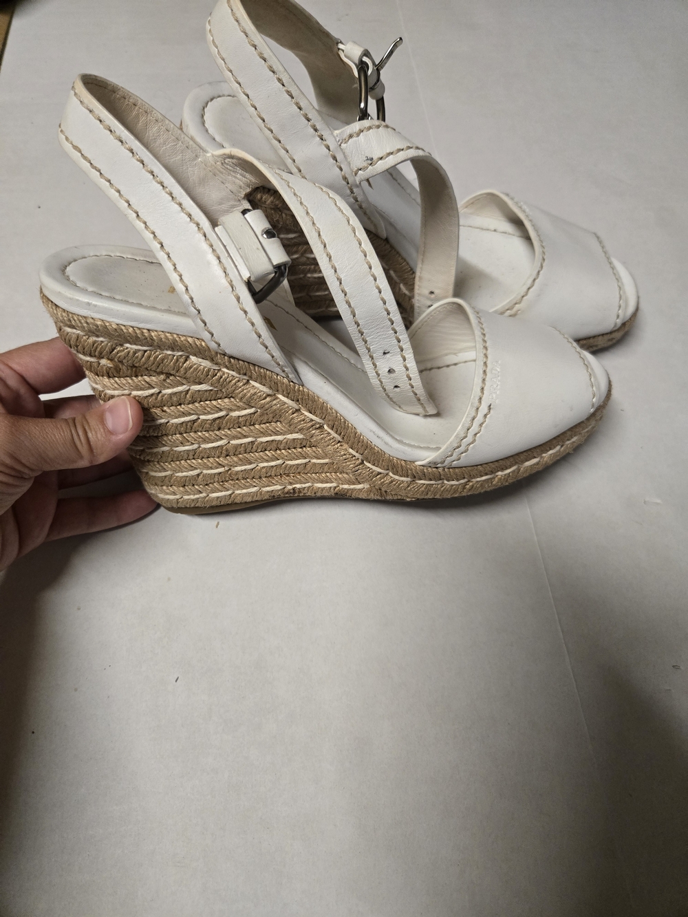 White Espadrille Wedge Slingback Sandals